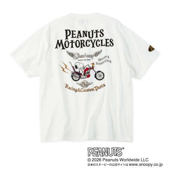 大きいサイズ メンズ FLAGSTAFF×PEANUTS スヌーピーコラボ 半袖 Tシャツ ホワイト...