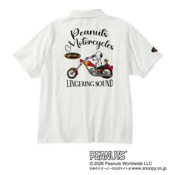 大きいサイズ メンズ FLAGSTAFF×PEANUTS スヌーピーコラボ 半袖 ポロシャツ ホワイ...