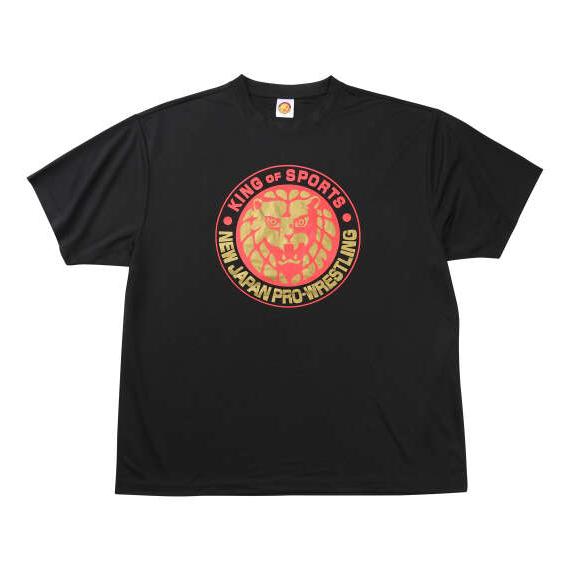 大きいサイズ メンズ 新日本プロレス ライオンマークドライ 半袖 Tシャツ 2025 ブラック×レッ...