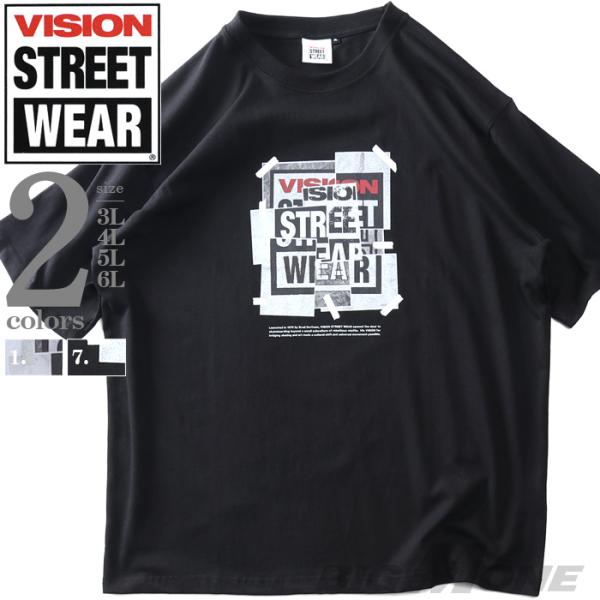 大きいサイズ メンズ VISION STREET WEAR コラージュマグロゴプリント 半袖 Tシャ...