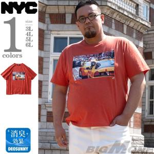 大きいサイズ メンズ NYC スラブ プリント 半袖 Tシャツ azt-2002108｜bmo