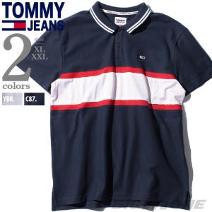 大きいサイズ メンズ TOMMY JEANS トミージーンズ ボーダー柄 鹿の子 半袖 ポロシャツ USA直輸入 dm0dm10325｜bmo