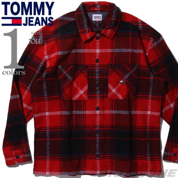 大きいサイズ メンズ TOMMY JEANS トミージーンズ チェック柄 長袖 シャツ USA直輸入...