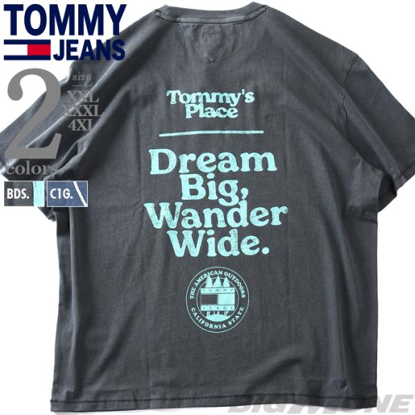大きいサイズ メンズ TOMMY JEANS トミージーンズ プリント 半袖 Tシャツ OUTDOO...