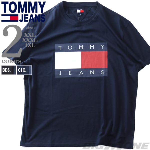 大きいサイズ メンズ TOMMY JEANS トミージーンズ プリント 半袖 Tシャツ BIG FL...