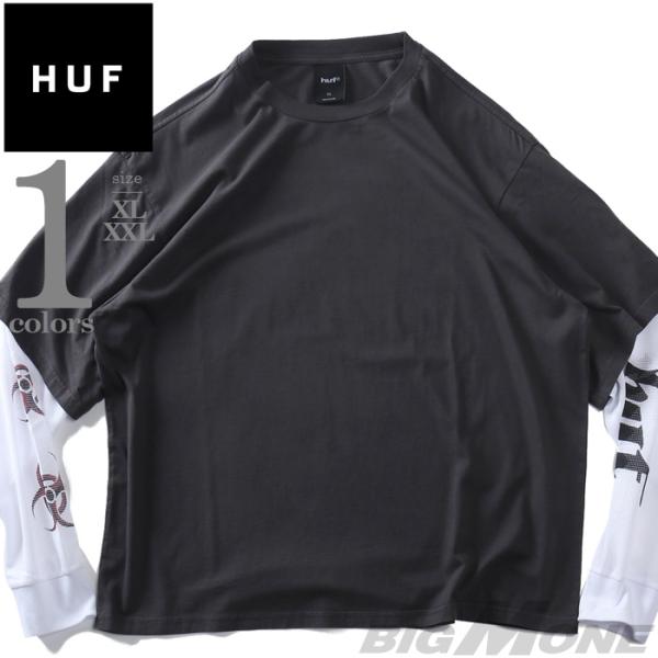 大きいサイズ メンズ HUF ハフ フェイクレイヤード 長袖 Tシャツ LEON LS DOUBLE...