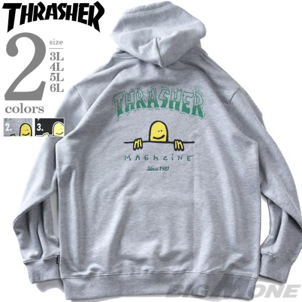 大きいサイズ メンズ THRASHER スラッシャー プリント プルオーバー パーカー 春夏新作 t...