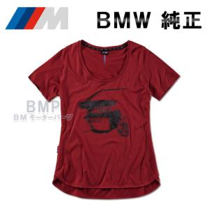 BMW 純正 M COLLECTION 2019-21 M ロゴ グラフィック Tシャツ レディース バーガンディ 赤 コレクション｜bmp