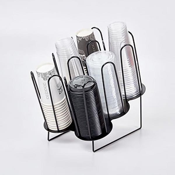 紙コップ テイクアウト おしゃれ クリアカップ アイアンカップ＆リード6口ディスペンサー（ブラック）...
