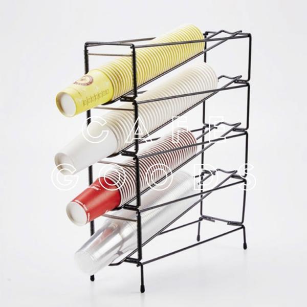 紙コップ テイクアウト おしゃれ クリアカップ カフェグッズ ディスペンサー 4段 スタンド型ブラッ...