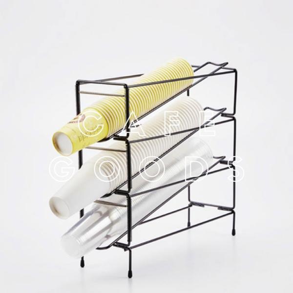 紙コップ テイクアウト おしゃれ クリアカップ カフェグッズ ディスペンサー 3段 スタンド型ブラッ...