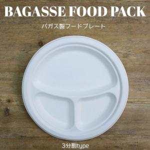 テイクアウト 容器 takeout お持ち帰り おしゃれ エコ バガス フードプレート 3分割 480枚 DF-P105｜bmt-store