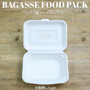 テイクアウト 容器 takeout お持ち帰り おしゃれ エコ バガス フードボックス 分割無し 60枚 EC166｜bmt-store