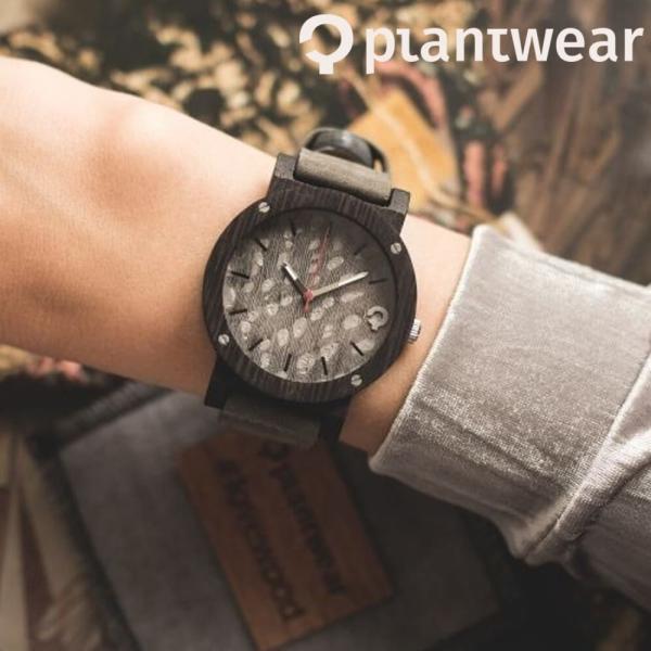木製腕時計 メンズ レディース plantwear Flakeシリーズ Grey Ebony ユニセ...