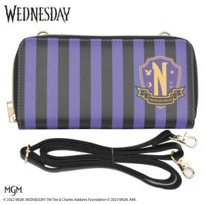 ウェンズデー グッズ ショルダーベルト付き長財布 （パープル） おしゃれ 女の子用 男の子用 WEDNESDAY NETFLIXのキャラクターの商品画像