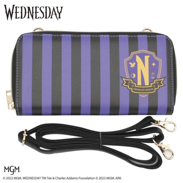 ウェンズデー グッズ ショルダーベルト付き長財布（パープル） おしゃれ 女の子用 男の子用 WEDN...