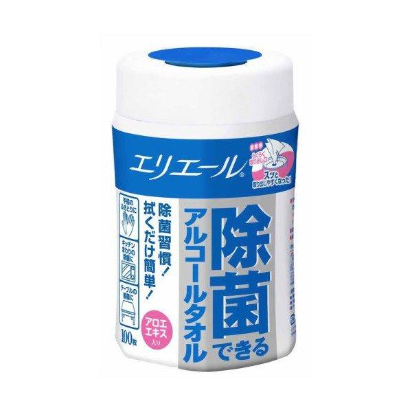 拭くだけで簡単にバイ菌を除去　エリエール 除菌できるアルコールタオル 本体100枚 49020117...