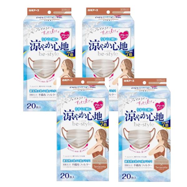 ビースタイル プリーツタイプ 涼やか心地 ミルクティーベージュ×テラコッタ 20枚入×4【4個セット...