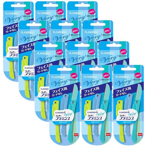 フェザー安全剃刀 フラミンゴ ベリィ（フェイス用） ３本×12【12個セット】【ネコポス】 剃刀 カ...