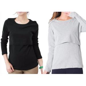 授乳服 2枚セット 授乳口付き 長袖 Tシャツ...の詳細画像1