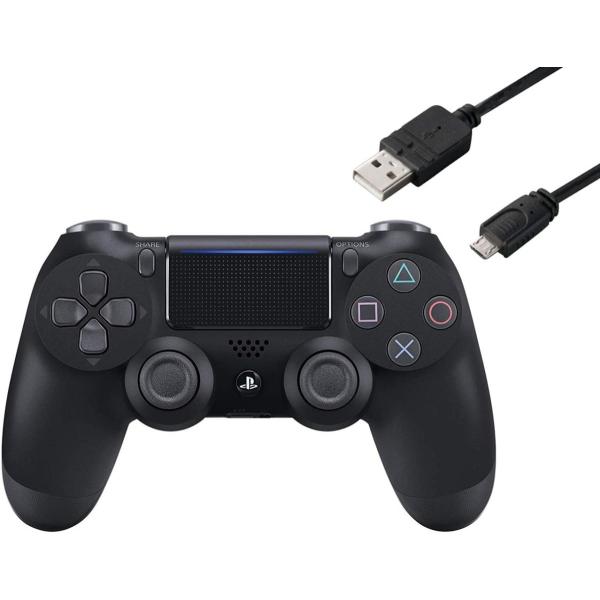 【純正品】ワイヤレスコントローラー (DUALSHOCK 4) ジェット・ブラック 充電ケーブル3m...
