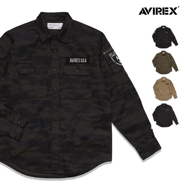 アヴィレックス【AVIREX】BASIC FATIGUE LONG SLEEVE SHIRT シャツ...
