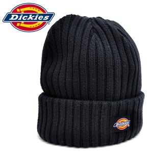 ディッキーズ【Dickies】 リブニットキャップ ニット帽 knit ロゴ シンプル 折り返し メンズ レディース カジュアル 帽子 ブラック BLACK｜bobsstore