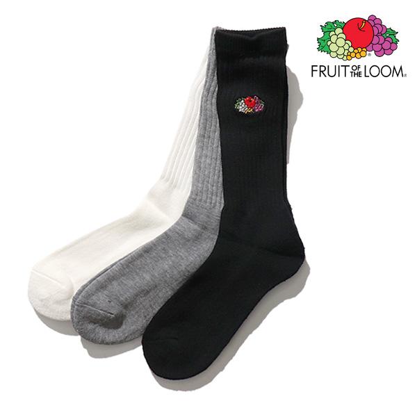 フルーツオブザルーム【FRUIT OF THE LOOM】フルーツロゴ刺繍クルーソックス 靴下 25...