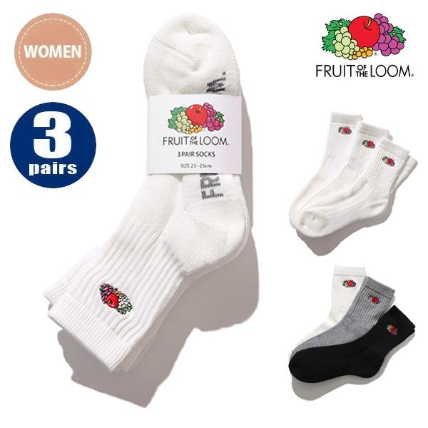 フルーツオブザルーム【FRUIT OF THE LOOM】フルーツロゴ刺繍クオーターソックス 靴下 ...