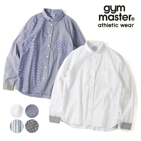 爆買 ジムマスター【gym master】2WAYショールカラー長袖シャツ バンドカラー トップス ...