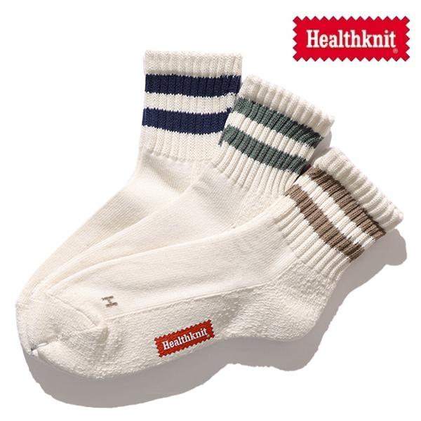 ヘルスニット【Healthknit】シンカー2本ライン 3Pソックス ショートソックス 靴下 ハーフ...