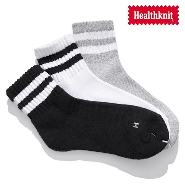 ヘルスニット【Healthknit】191-3725 2本ライン 3Pソックス 靴下 ショートソック...