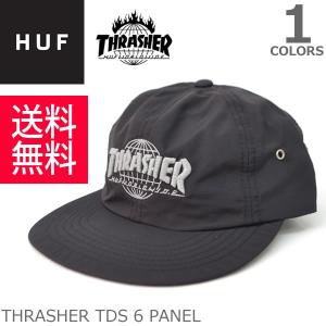 ハフ/HUF HT65M01 THRASHER TDS 6 PANEL キャップ シャンブレー ブラック ロゴ　ストリート CAP スケーター プレゼ｜bobsstore