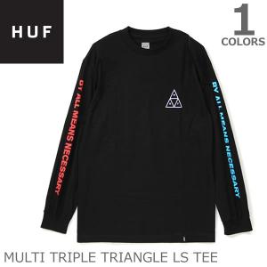 ハフ/HUF TS00170 Multi Triple Triangle L/S Tee メンズトップス 長袖 ロングTシャツ Tシャツ カジュアル 人気 シンプル BLACK｜bobsstore