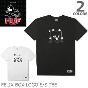 ハフ【HUF】TS00440 FELIX BOX LOGO S/S TEE  メンズトップス 半袖 Tシャツ Felix the Cat コラボシリーズ BLACK/WHITE【ネコポスのみ送料無料】｜bobsstore