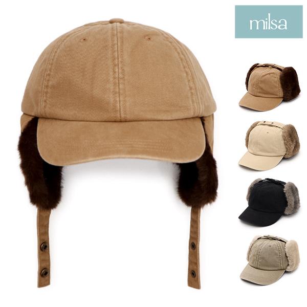 ミルサ【Milsa】ピグメント イヤーフラップ キャップ 帽子 フラップキャップ 洗える 静電気軽減...