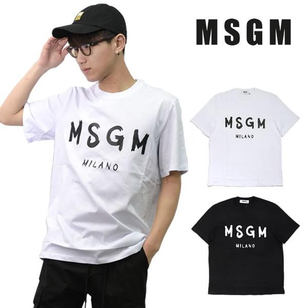エムエスジーエム【MSGM】 正規品 T-SHIRT WITH PAINT BRUSHED LOGO...