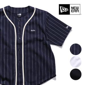 ニューエラ【ＮＥＷ ＥＲＡ】半袖 ヘビーウェイト コットン ベースボールシャツ トップス メンズ レディース ホワイト ネイビー ブラック ストライプ｜bobsstore