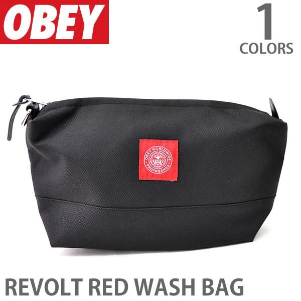 オベイ【OBEY】ポーチ 100010078 REVOLT RED WASH BAG ロゴ バッグ ...