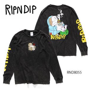 リップンディップ【RIPNDIP】RND8055 2 Moods Long Sleeve ロンT ロングスリーブ 長袖 ウォッシュ ロードナーマル ネコ ユニセックス【ネコポス発送送料無料】｜bobsstore