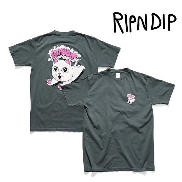 リップンディップ【RIPNDIP】Leaping Kitty Tee 半袖 Tシャツ ネコ ストリー...