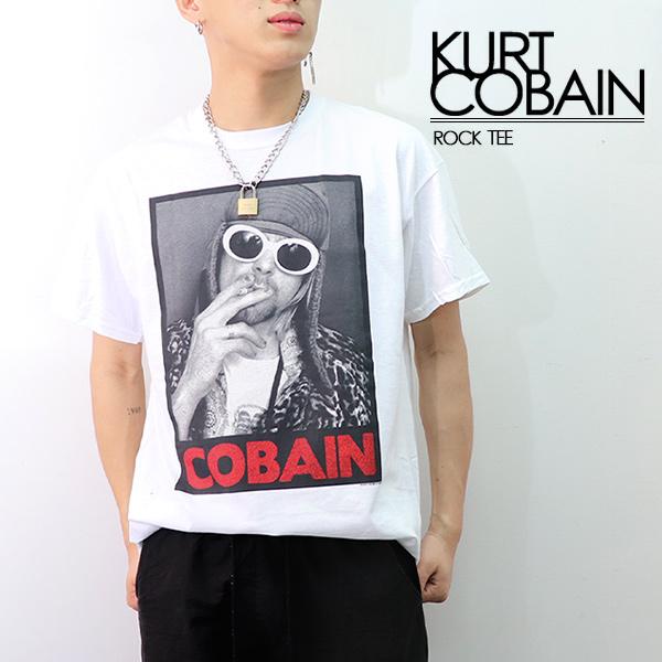カートコバーン【Kurt Cobain】SMOKE Tシャツ スモーキング ホワイト  ロックT バ...