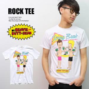 ビーバス・アンド・バットヘッド【Beavis and Butt-Head】Spring Break MTV アニメ WHITE ホワイト ベーシック Tシャツ ロックT バンドT ヒップホップ ロゴT｜bobsstore