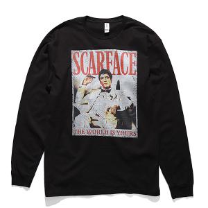 スカーフェイス 【SCAR FACE】L/S TEE BLACK ロンT 長袖 映画 アル・パチーノ ムービーT アメリカ メンズ レディース【ネコポス発送のみ送料無料】｜bobsstore