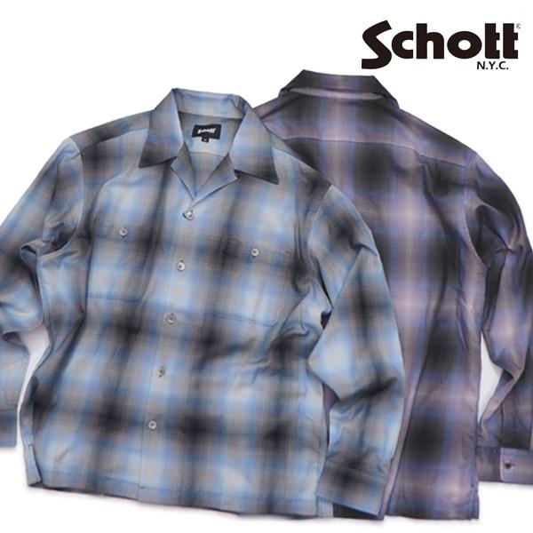 ショット【Schott】782-6120001 OMBRE CHECK SHIRT/オンブレチェック...
