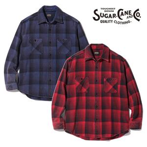 シュガーケーン【SUGAR CANE】SC29180 HEAVY TWILL OMBRE CHECK WORK SHIRT AGED MODEL チェックシャツ ヴィンテージ シャツ メンズ 長袖 日本製｜bobsstore