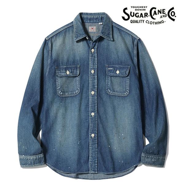 シュガーケーン【SUGAR CANE】BLUE DENIM WORK SHIRT AGED MODE...