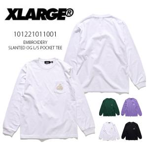 エクストララージ【X-LARGE】EMBROIDERY SLANTED OG L/S POCKET TEE  ロンT 長袖 メンズ クルーネック ロゴ ラージ【ネコポス発送のみ送料無料】｜bobsstore