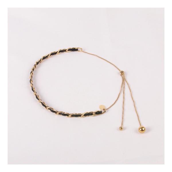 at.ginza編み込みチェーンレザーチョーカー　おしゃれ かわいい レディース 女性 上品 誕生日...