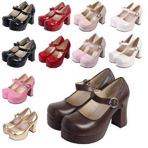 ハロウィン コスプレ パンプス 11色展開 ワンストラップ オデコヒール ロリータ 衣装 shoes245